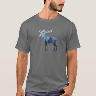 Wild Moose In The Misty Forest, Michigan Moose Wil T-Shirt