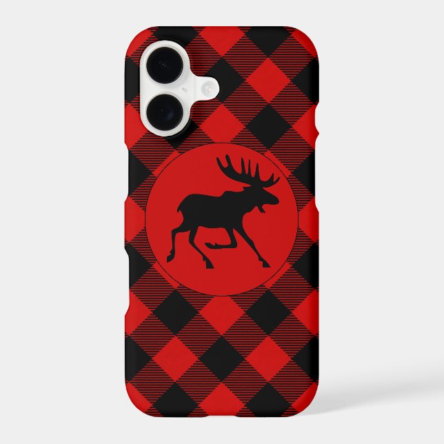 Wild Moose on Red Buffalo Plaid Pattern (Back)
