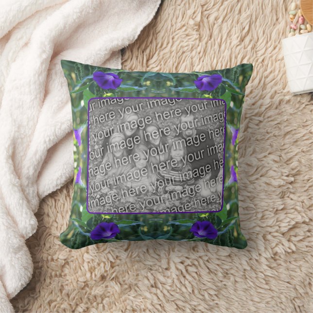 Wild Morning Glory Flowers Frame Add Your Photo Cushion (Blanket)