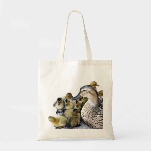 Wild Mother Duck and Ducklings Tote Bag (Front)