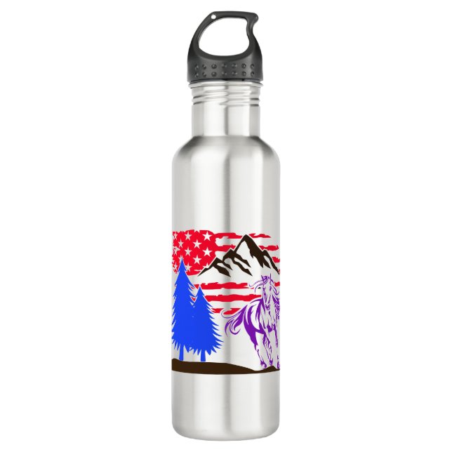 Wild Mountain Horse Galloping 710 Ml Water Bottle (Front)