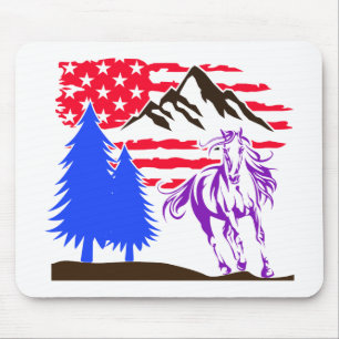 Wild Mountain Horse Galloping Mouse Mat