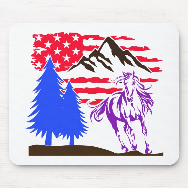 Wild Mountain Horse Galloping Mouse Mat (Front)