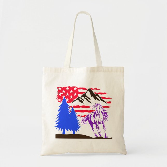 Wild Mountain Horse Galloping Tote Bag (Front)