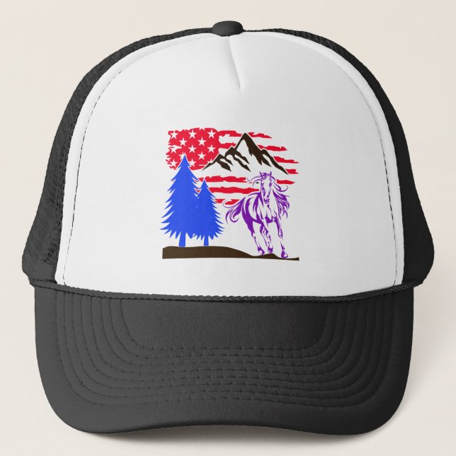 Wild Mountain Horse Galloping Trucker Hat (Front)