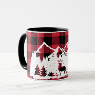 Wild Mountain Scene Red Buffalo Check Mug