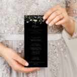 Wild Multicolor Floral Black Dinner Menu<br><div class="desc">This wild multicolor floral black dinner menu card is perfect for a rustic wedding. The design features watercolor pink,  blush,  purple,  navy and white elegant flowers with emerald green leaves in a dark background.

This menu can be used for a wedding reception,  rehearsal dinner,  bridal shower or any event.</div>