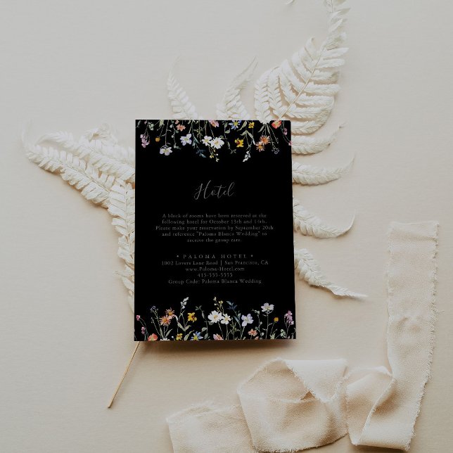 Wild Multicolor Floral Black Hotel  Enclosure Card (Creator Uploaded)