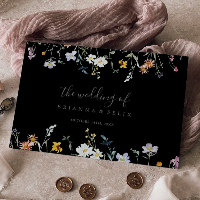 Wild Multicolor Floral Black Wedding Guest Book (Creator Uploaded)