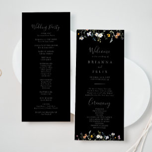 Wild Multicolor Floral Black Wedding Program Programme