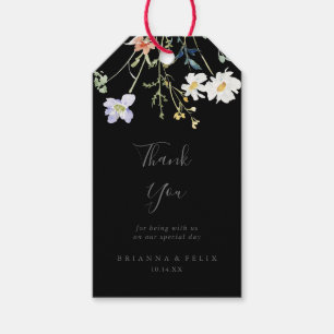 Wild Multicolor Floral Black Wedding Thank You Gift Tags
