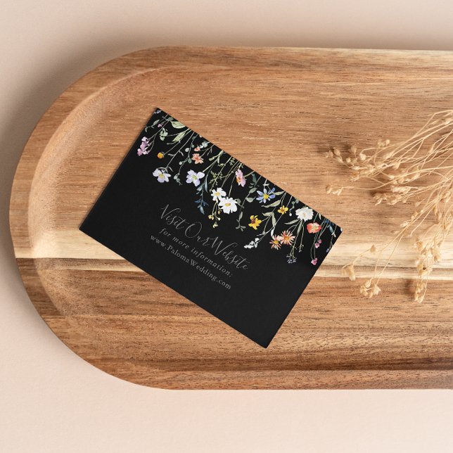 Wild Multicolor Floral Black Wedding Website Enclosure Card (Creator Uploaded)