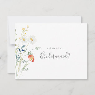 Wild Multicolor Floral Bridesmaid Proposal Card
