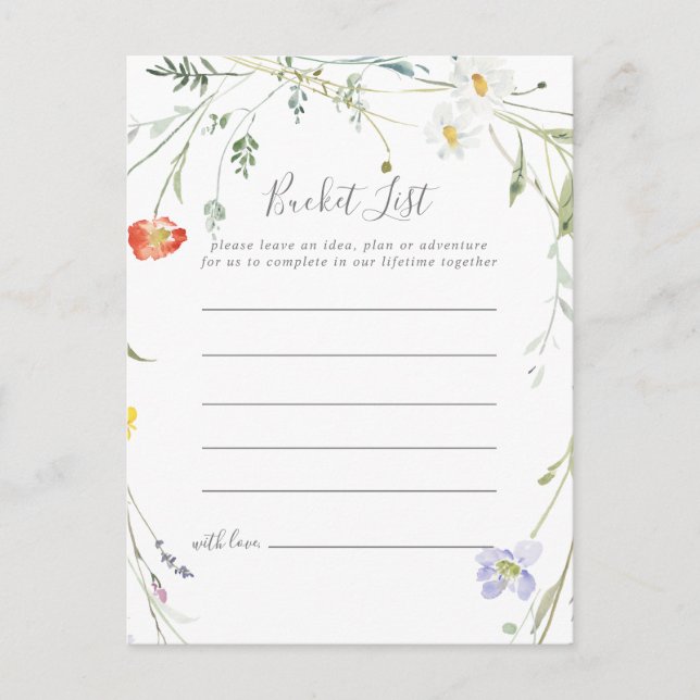 Wild Multicolor Floral Bucket List Cards (Front)