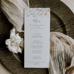 Wild Multicolor Floral Dinner Menu<br><div class="desc">This wild multicolor floral dinner menu card is perfect for a rustic wedding. The design features watercolor pink,  blush,  purple,  navy and white elegant flowers with emerald green leaves.

This menu can be used for a wedding reception,  rehearsal dinner,  bridal shower or any event.</div>