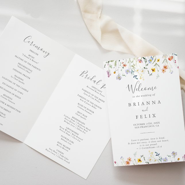 Wild Multicolor Floral Folded Wedding Programme (Creator Uploaded)