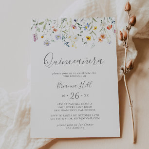 Wild Multicolor Floral Quinceañera Invitation