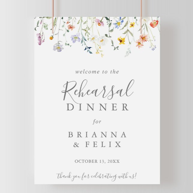 Wild Multicolor Floral Rehearsal Dinner Welcome Poster (Creator Uploaded)