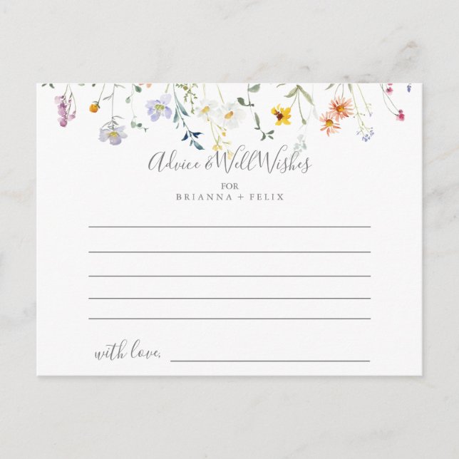 Wild Multicolor Floral Wedding Advice Card (Front)