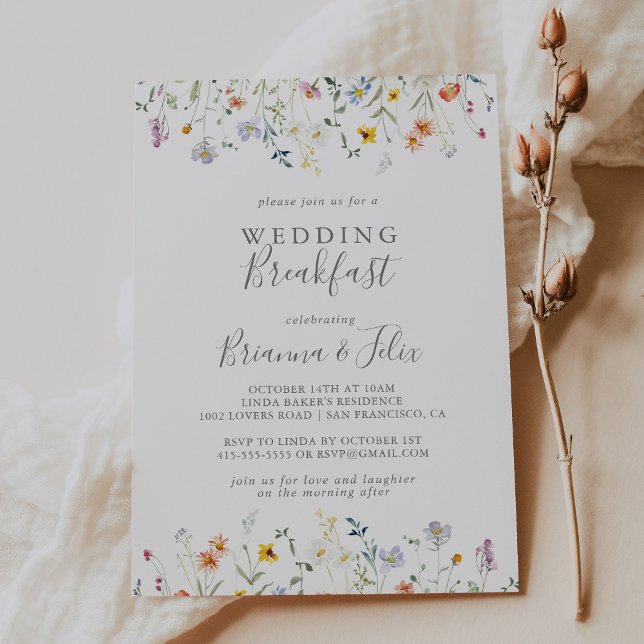  Wild Multicolor Floral Wedding Breakfast Invitation (Creator Uploaded)