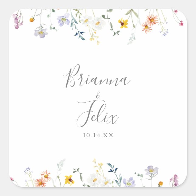 Wild Multicolor Floral Wedding Envelope Seals (Front)
