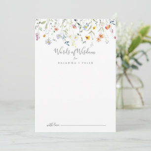 Wild Multicolor Floral Wedding Words of Wisdom Advice Card
