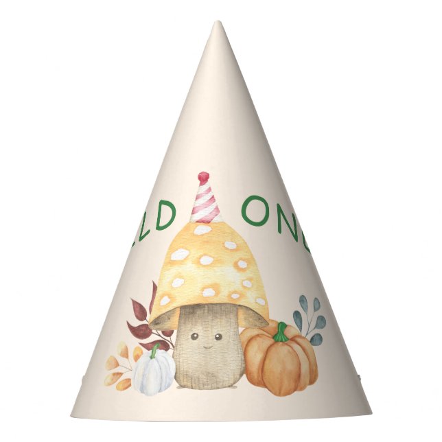 Wild Mushroom First Birthday Party  Party Hat (Front)