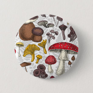 Wild mushrooms 6 cm round badge