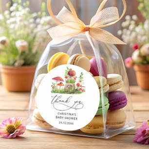 Wild Mushrooms Baby Shower Favour Classic Classic Round Sticker