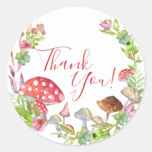 Wild Mushrooms Baby Shower Favour  Classic Round Sticker