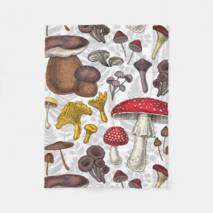 Wild mushrooms fleece blanket