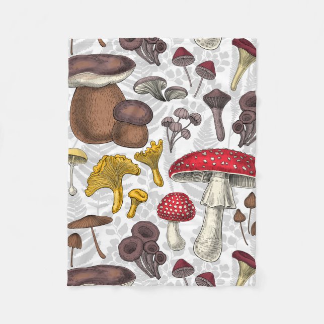 Wild mushrooms fleece blanket (Front)