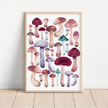 Wild mushrooms illustration watercolor  poster<br><div class="desc">Colourful elegant hand painted mushroom illustration</div>