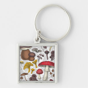 Wild mushrooms key ring