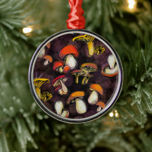 wild mushrooms metal tree decoration