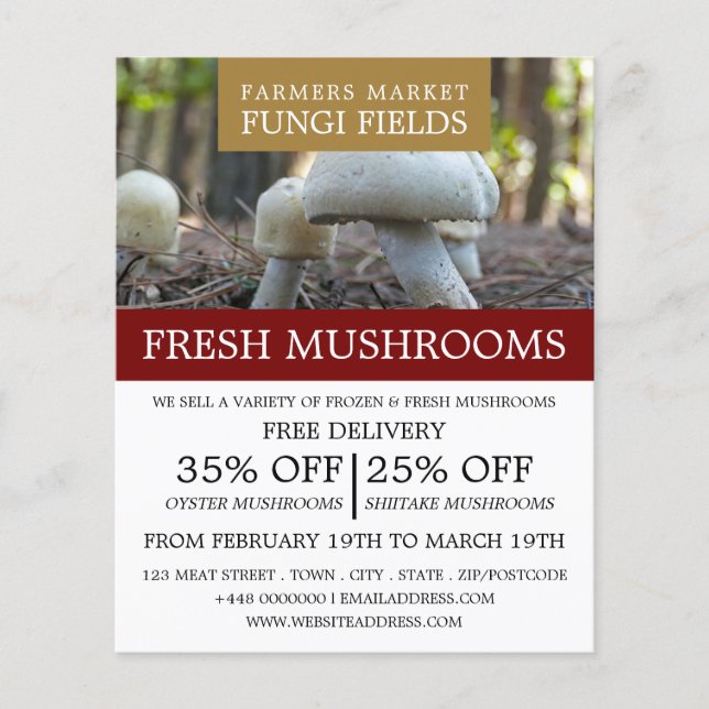 Wild Mushrooms, Mushroom Farmer Advertising Flyer (Front)