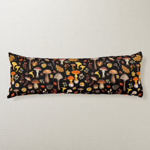 Wild mushrooms on black body cushion