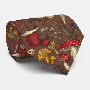 Wild mushrooms on brown tie