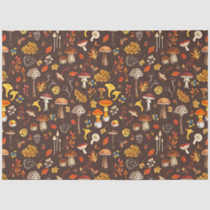 Wild mushrooms on brown tissue paper