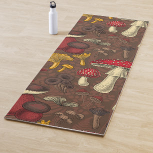 Wild mushrooms on brown yoga mat