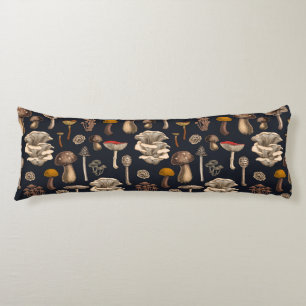 Wild Mushrooms  on graphite black Body Cushion