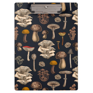 Wild Mushrooms  on graphite black  Clipboard