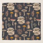 Wild Mushrooms  on graphite black Scarf<br><div class="desc">Various hand -drawn wild mushrooms,  vector pattern</div>