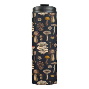 Wild Mushrooms on graphite black Thermal Tumbler