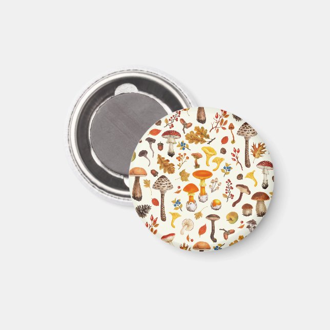 Wild mushrooms on off white magnet (Front/Back)