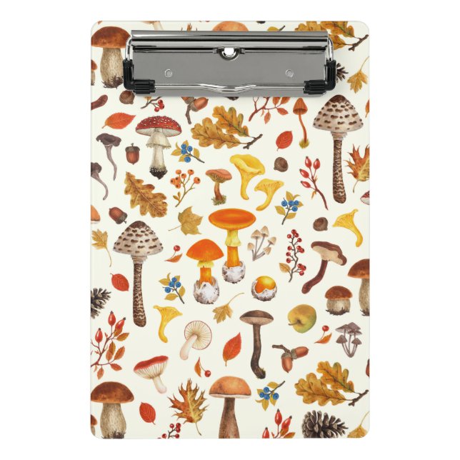 Wild mushrooms on off white mini clipboard (Front)