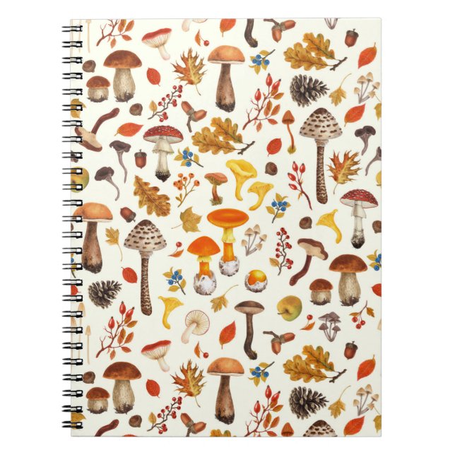 Wild mushrooms on off white notebook (Front)