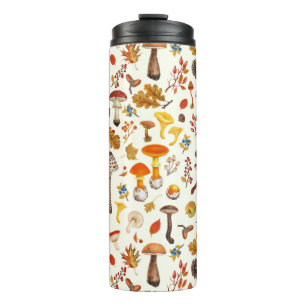 Wild mushrooms on off white thermal tumbler