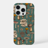 Wild Mushrooms on pine green