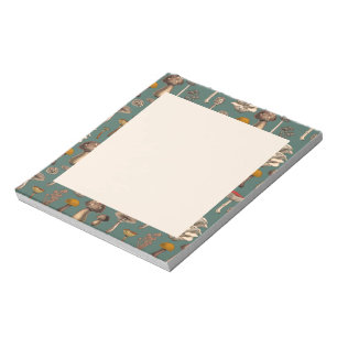 Wild Mushrooms  on pine green Notebook Notepad